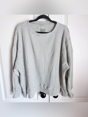 American Eagle Green Waffle Knit Big Hug Oversized Sweater Size XS